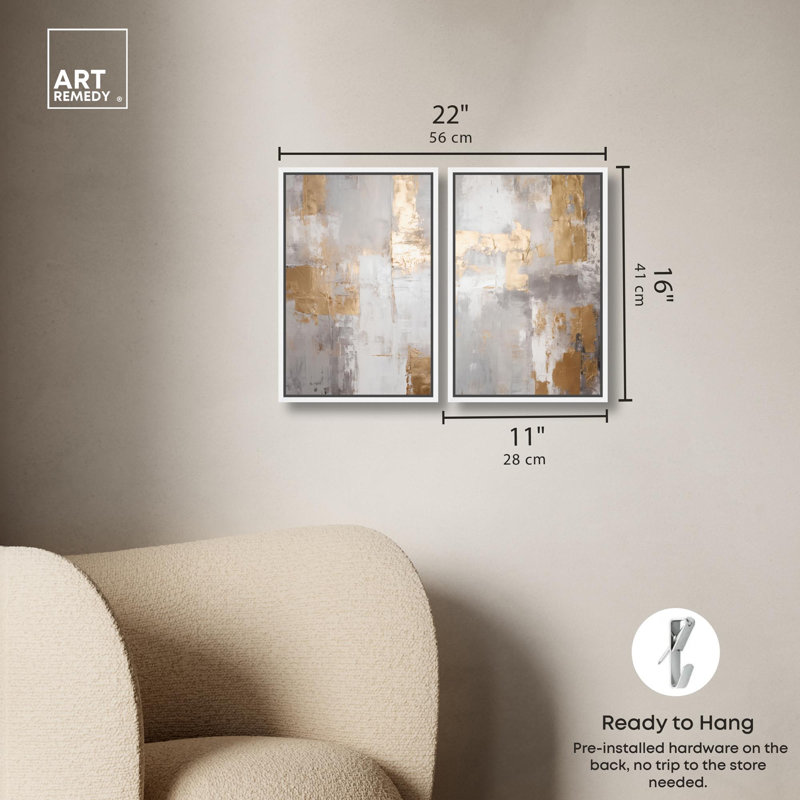 Tranquility Gold Art , Impression dans un cadre flottant sans passe-parto, H 16 po x l 11 po, Blanc