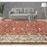 Hand Knotted Wool Oriental Area Rug in Rust And Ivory