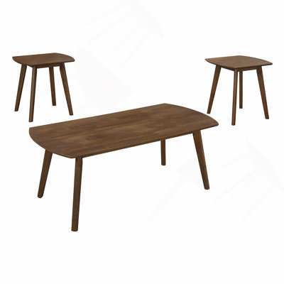Contemporary 3-Piece Cocktail Set Coffee Table And Two End Tables Walnut Finish Living Room Wooden Furniture