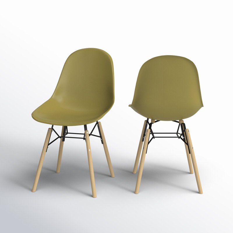 17'' H Metal Side Chair, White, Natural