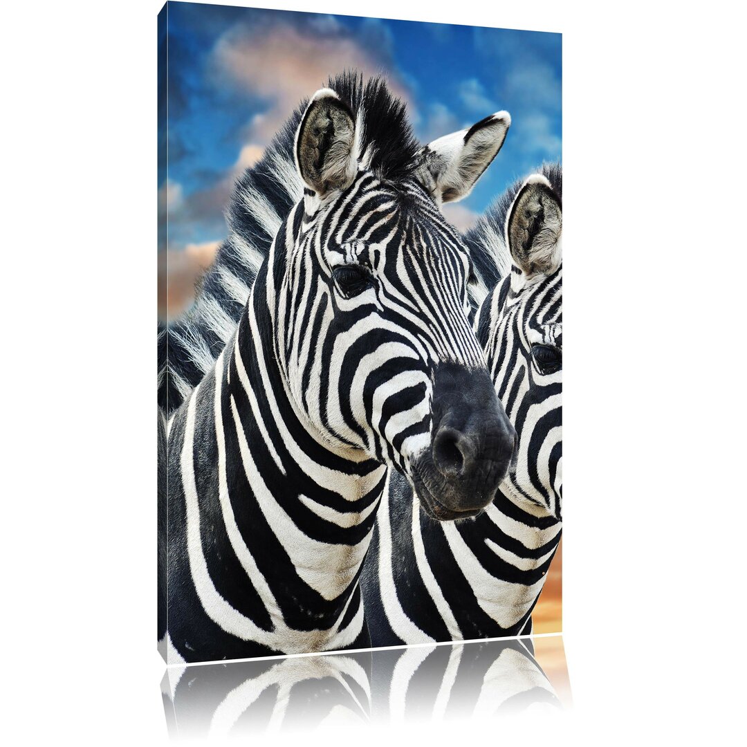 Leinwandbild Zebra Pärchen