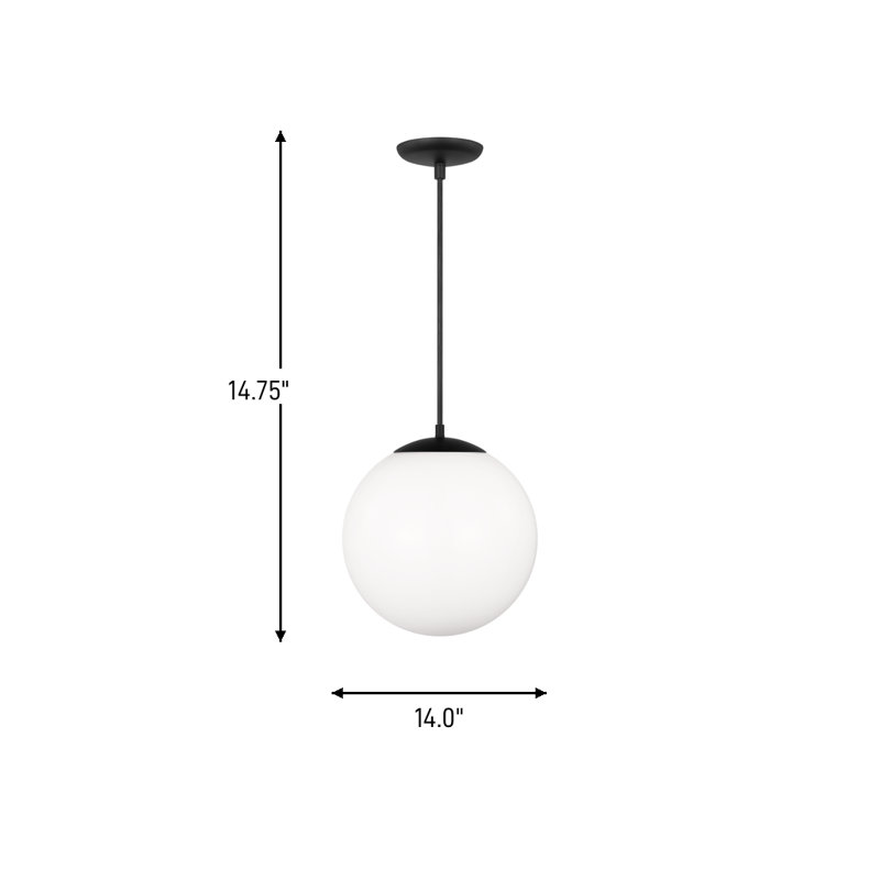 1 - Light Pendant, 14.75" H x 14" W x 14" D, Midnight Black
