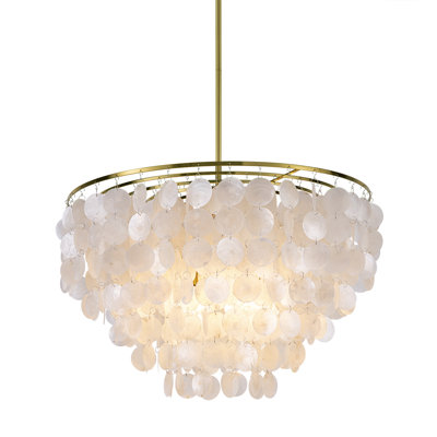 Esmeralda 6-Light Modern Capiz Shell Chandelier Hanging Light Pendant Ceiling Lighting