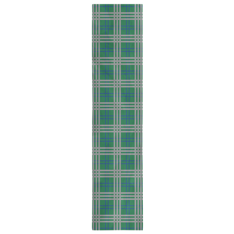 Paid Polyester Table Runner, 90" L x 16" W, Green/Blue/Silver