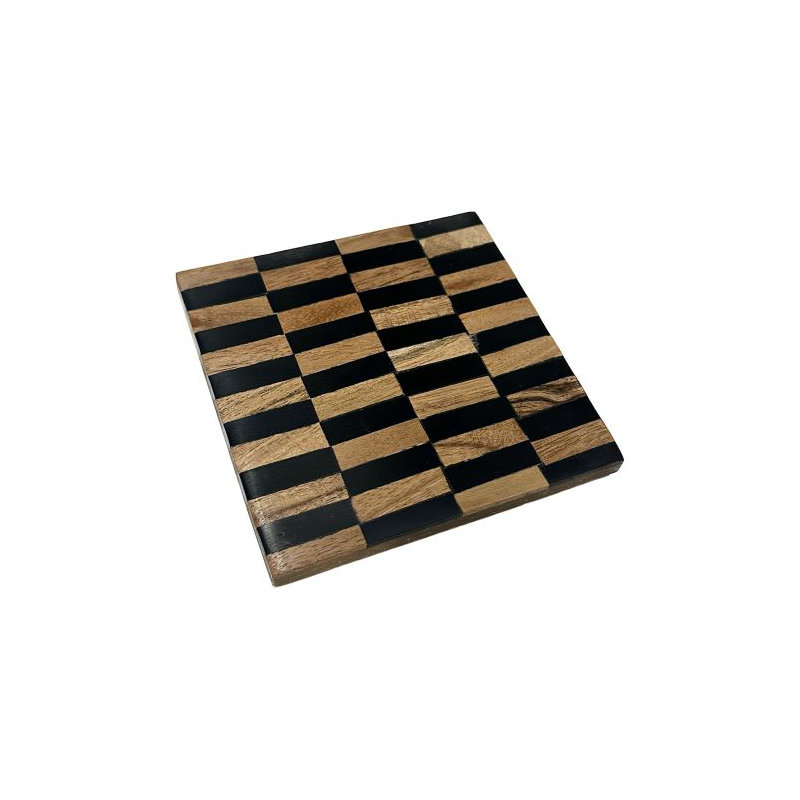 Ensemble de sous-verres en bois 4 pièces, Noir/naturel