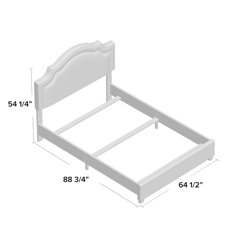 Upholstered Standard Bed, Navy/Silver, Queen