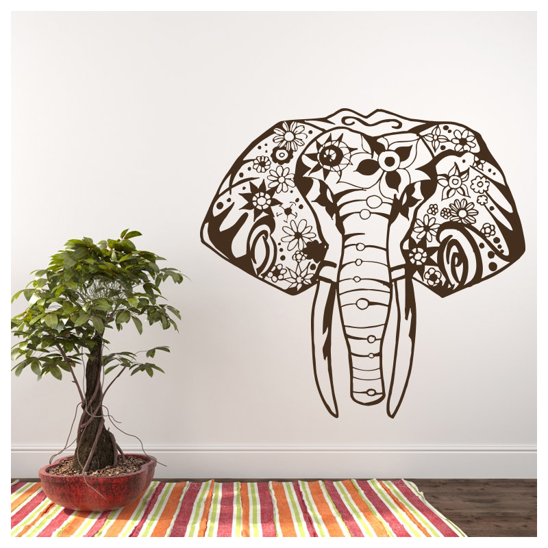 Décalcomanie murale éléphant yoga Litton, Brun