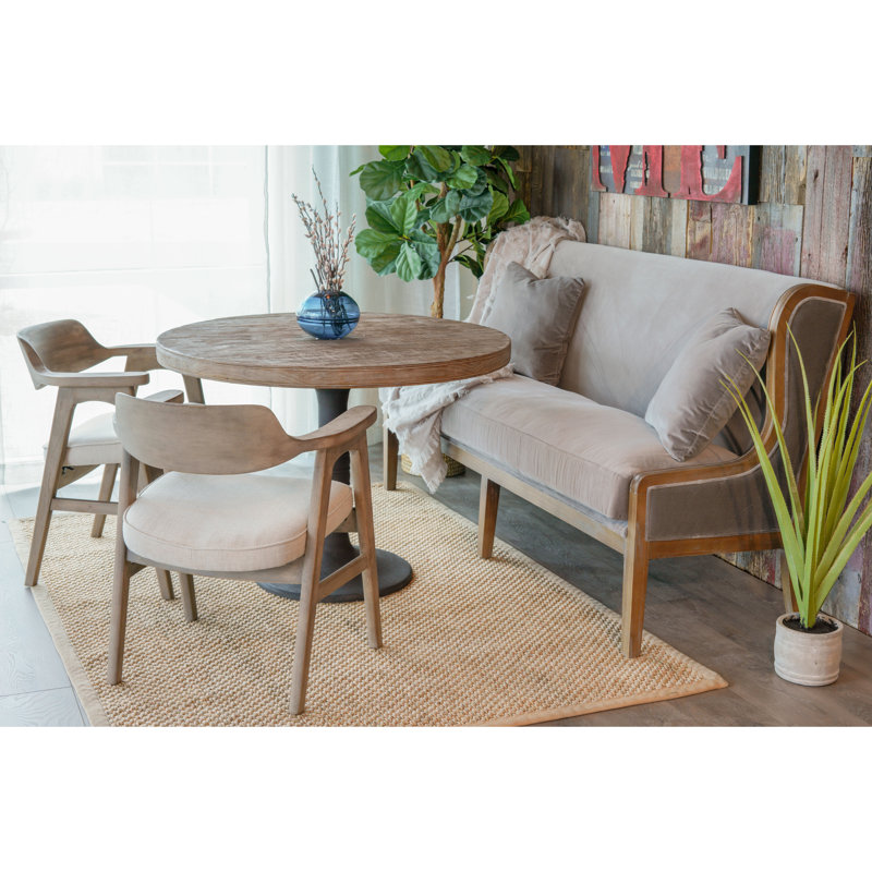 Bort 42" Wide Pine Round Dining Table, Medium Grey