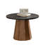 Table basse ronde avec piédestal robuste et placage en écorce véritable, assemblage facile pour le salon