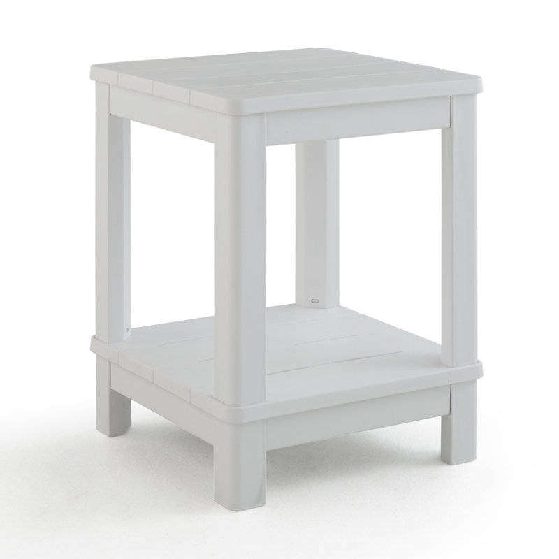 Keter Deluxe Adirondack Side Table Durable Resin Outdoor Double Tier Patio End Table, Black