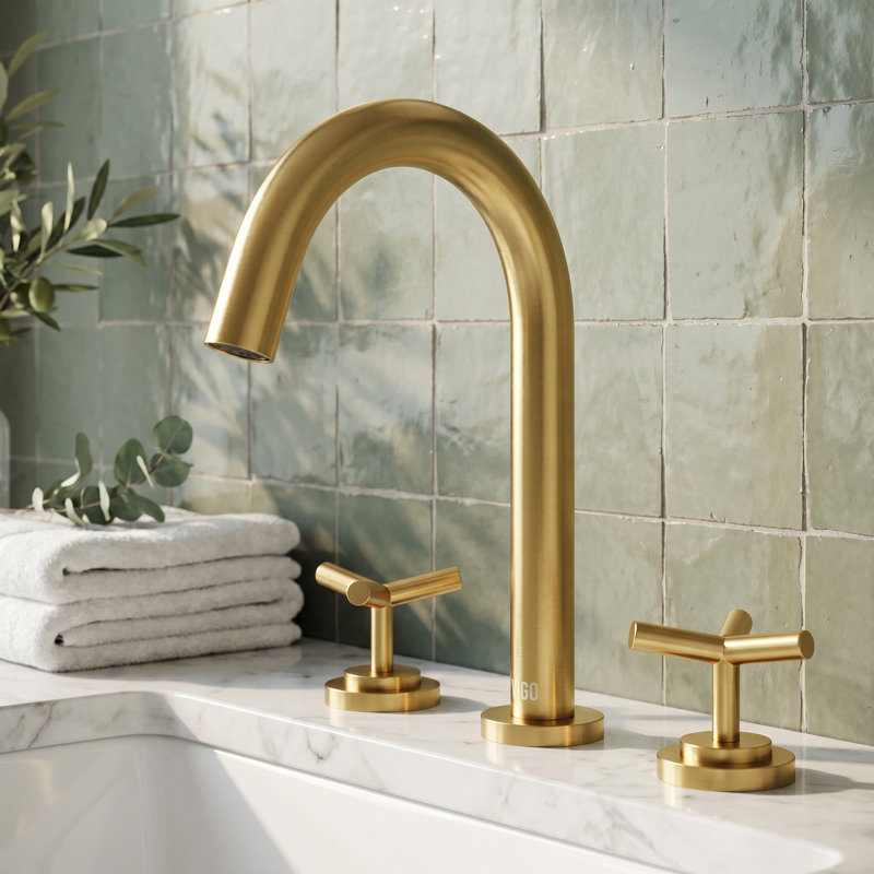 Robinet pour salle de bain à 3 trous Jewel, Or brossé mat