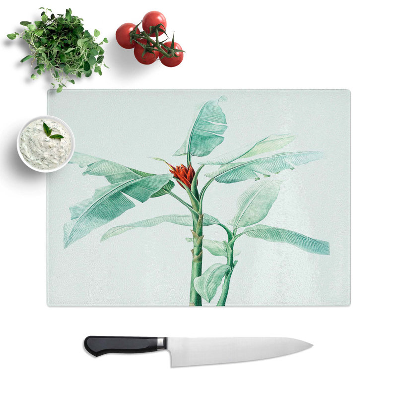 Tempered Glass Banana Plant by Pierre Joseph Redoute Chopping Board, 28.5 cm W x 20 cm L