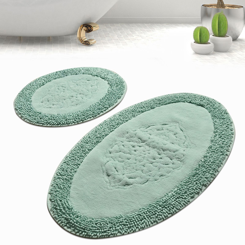 Dungall 2-Piece Set Oval Bath Mat, Mint