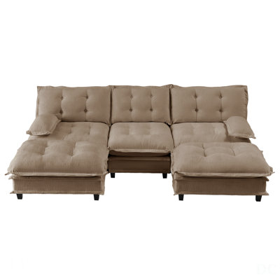 107 Inch U Shaped Modern Modular Sectional Sofa With 2 Ottomans, Deep Seat Chenille Couch For Ultimate Comfort And Style