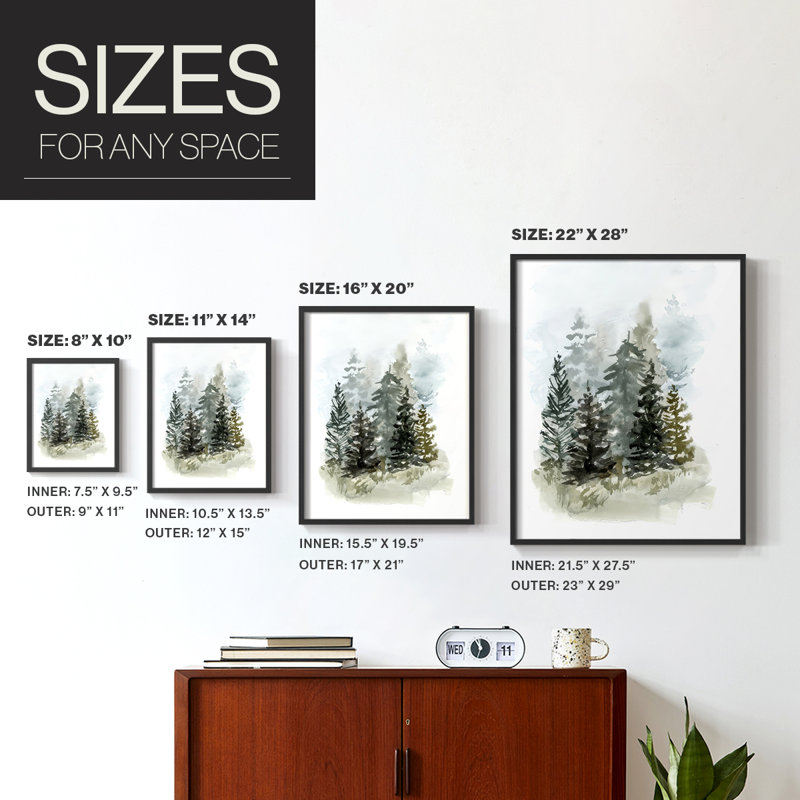 «Washy Treeline I», reproduction encadrée - bois massif, Noir, noir, noir, noir, H 30 po x l 24 po