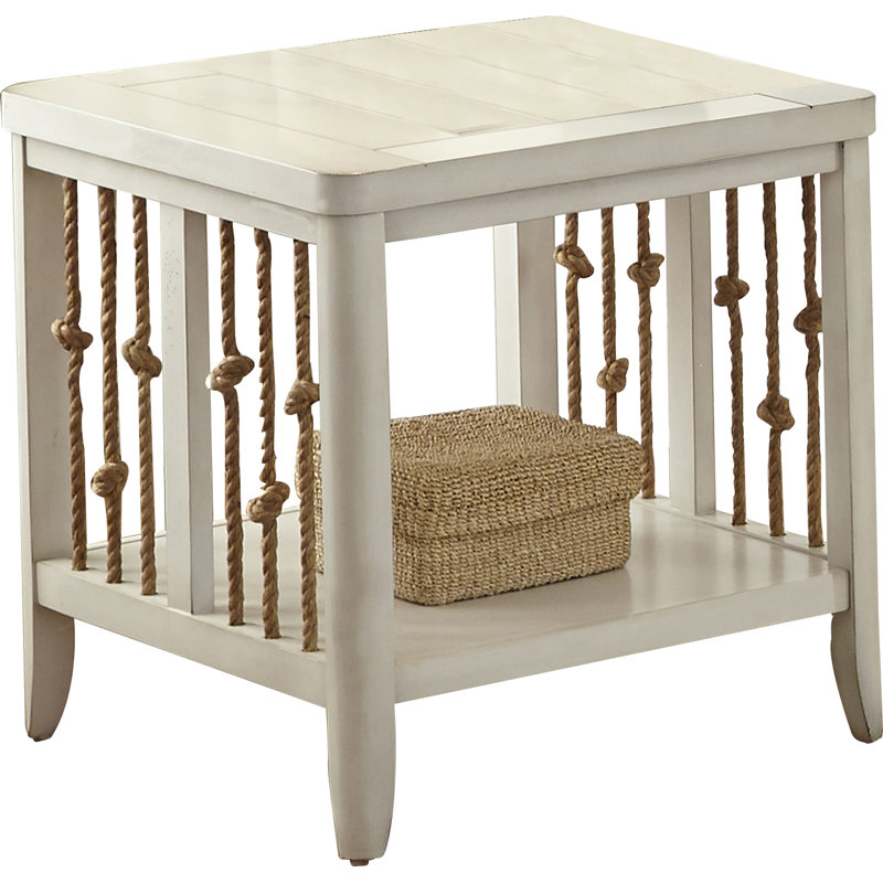 Alvon 24'' Tall End Table, White/Brown