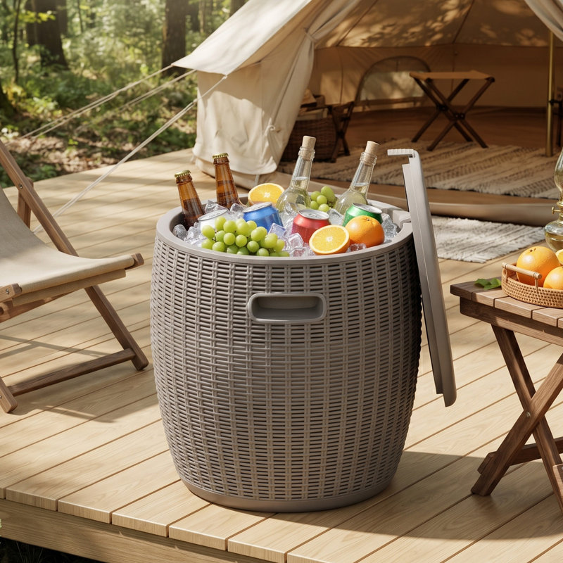 9,5 gallons glacière de patio et table d'appoint, Gray