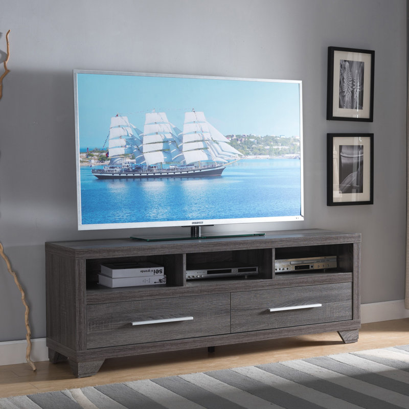 Meuble télé avec rangement Ouitchambo 60 po, meuble télé et console de divertissement, Gris, 60"