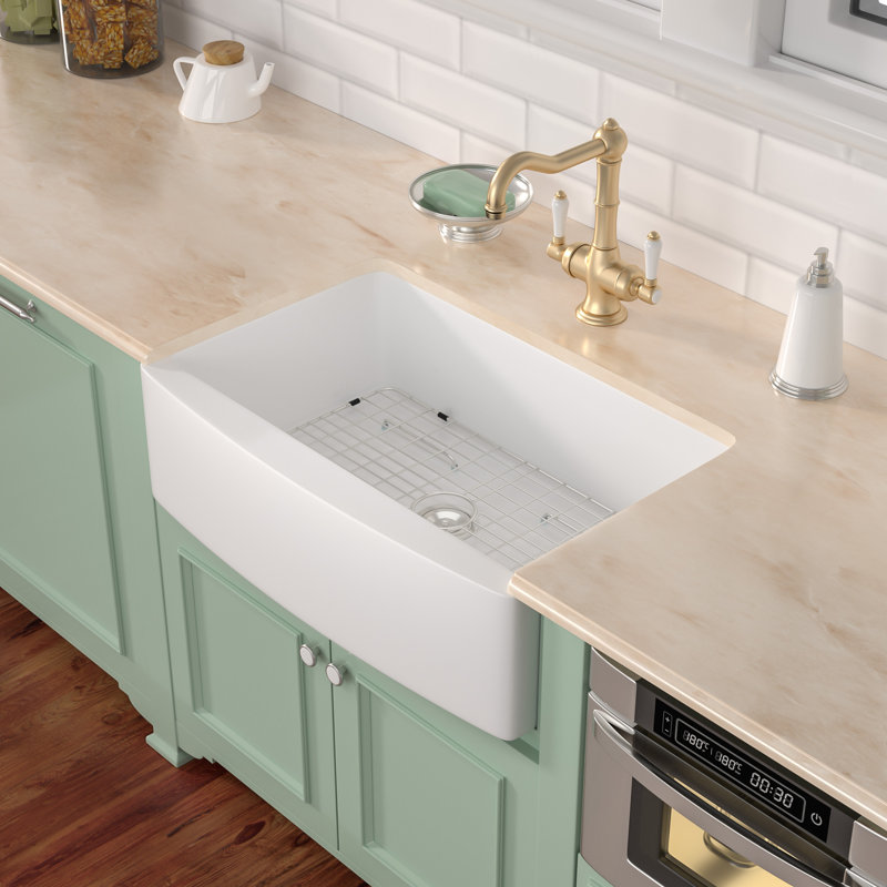 30" L x 21" W Undermount Ceramic Farmhouse Kitchen Sink Porcelain Single Bowl Kitchen Sink, 10" H x 30" L x 21" W