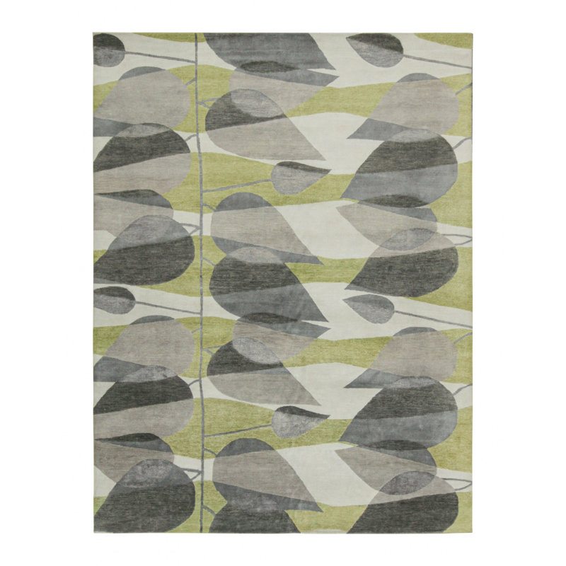Hand Knotted Geometric Area Rug, Rectangle 5' x 7'