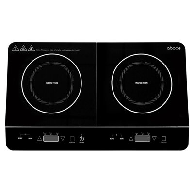 Abode AINDH2003 Portable Double Induction Hob, Digital Dual Control 2.8kW - Black