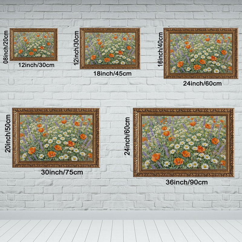 Wildflower Meadow_4Ornate, cadre mural rétro - cadre doré décoratif pour l'art., L 16 po x l 24 po