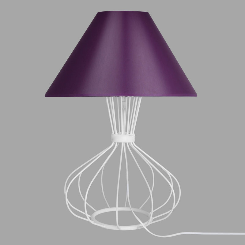 Metal Table Lamp, Purple, White