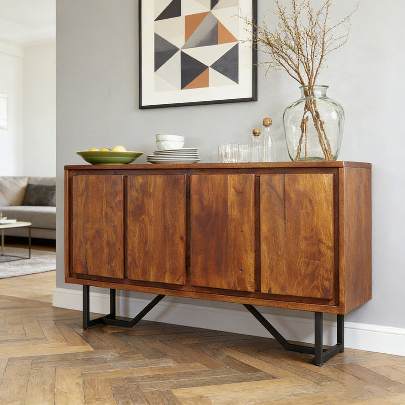 Buffet minimaliste en bois massif de style nordique