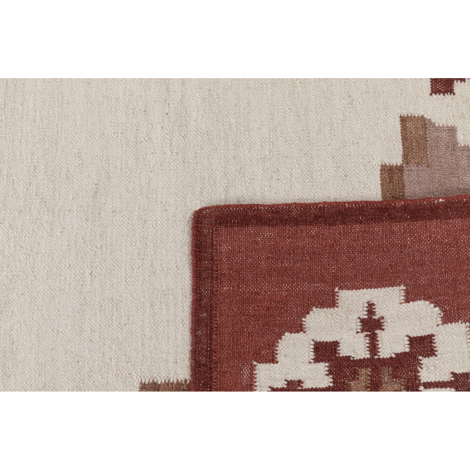 Heidi Nordic Flatweave Geometric Wool Rug, Red, 2'6x8'