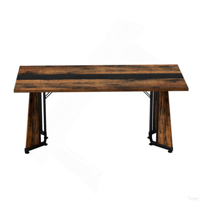 70.9"Rectangular Large Dining Table, Waterproof Large Desk For 8 People, Deluxe Family Dining Table With Adjustable Legs For Kitchen,Living Room,Office, Rustic Brown,70.9''W X 35.4''D X 30.3''H