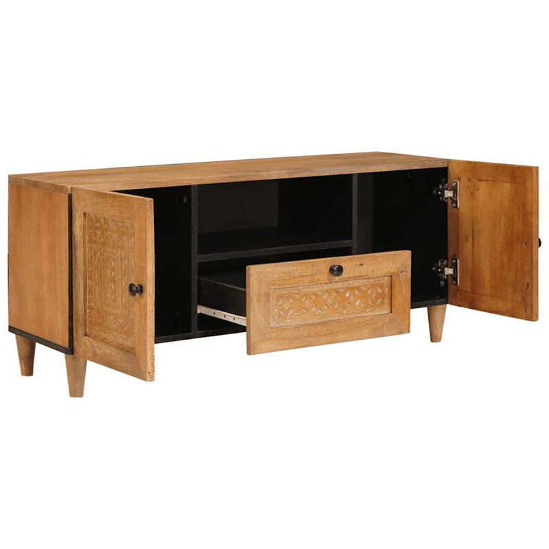 TV Cabinet 105 X 33 X 46 Cm Solid Mango Wood, Light Brown