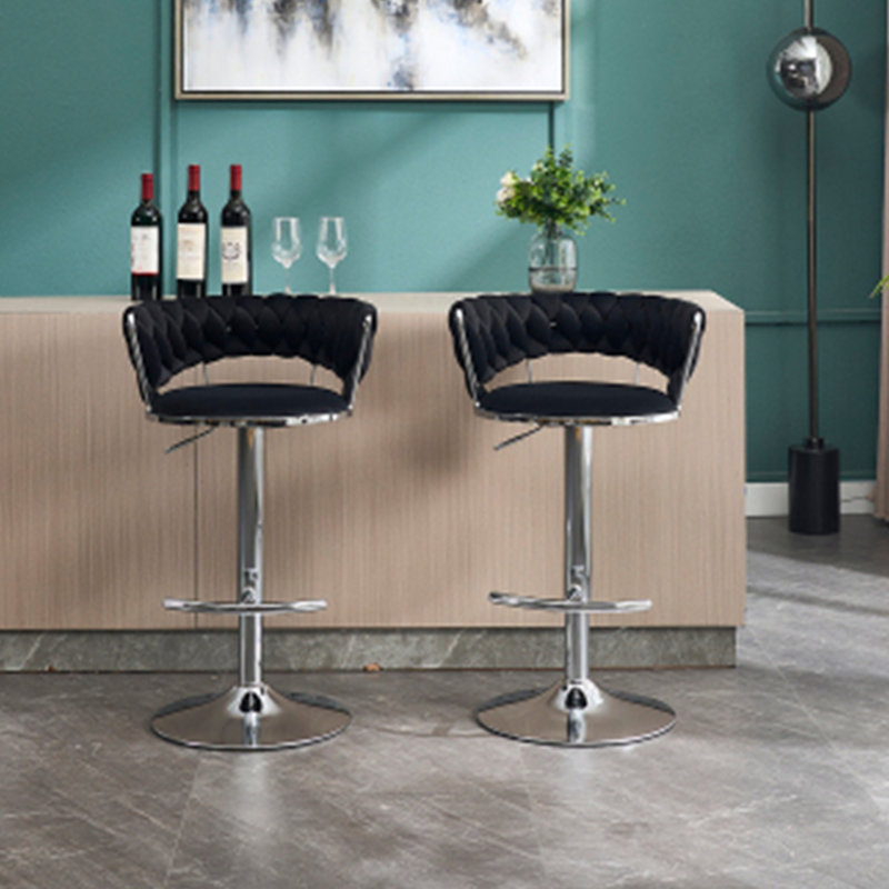 Upholstered Bar stools(Set of 2), Black