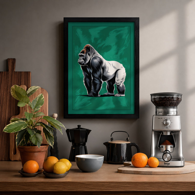 Silverback Strength Modern - Framed Print, A3 - 42.0 x 29.7 cm, Black