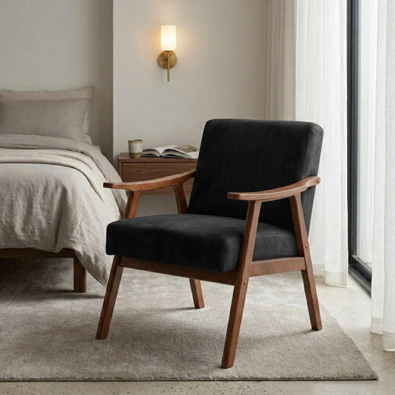 Fauteuil de réception Maret 30,71 po, Velours noir