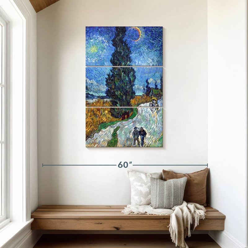 Mehar Road avec cyprès et étoile, H 45 po x l 28 po