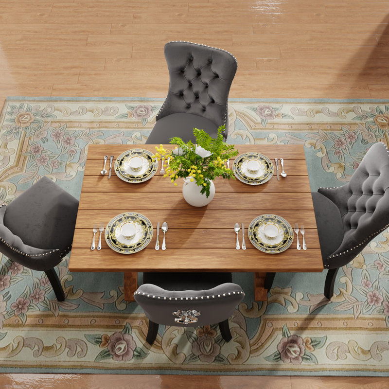 Modern Velvet Dining Chairs Dining Room Chairs Set of 4, Grey, Black