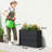Raised Garden Bed with Adjustable Foot Pads for Patio, Balcony, PE Rattan Wicker Planter, Freestanding Steel Frame Rattan Planter Stand with Removable Liner for Flowers, Vegetables, Black-1918090473
