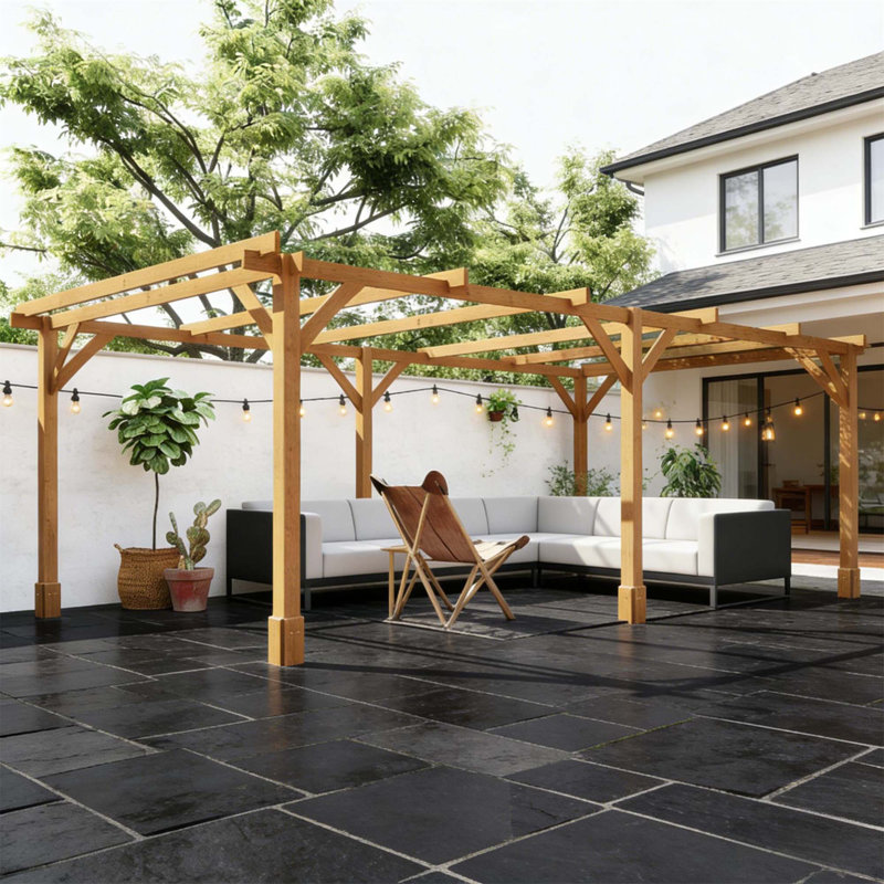 Pergola stable, treillis de raisin d'extérieur avec bois de sapin durable et support pour plantes grimpantes
