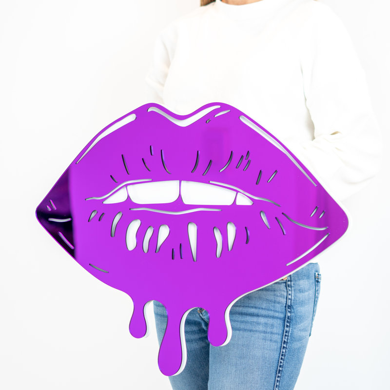 Décoration murale en acrylique Melting Dripping Lips, H 15 po x l 19 po, Mauve