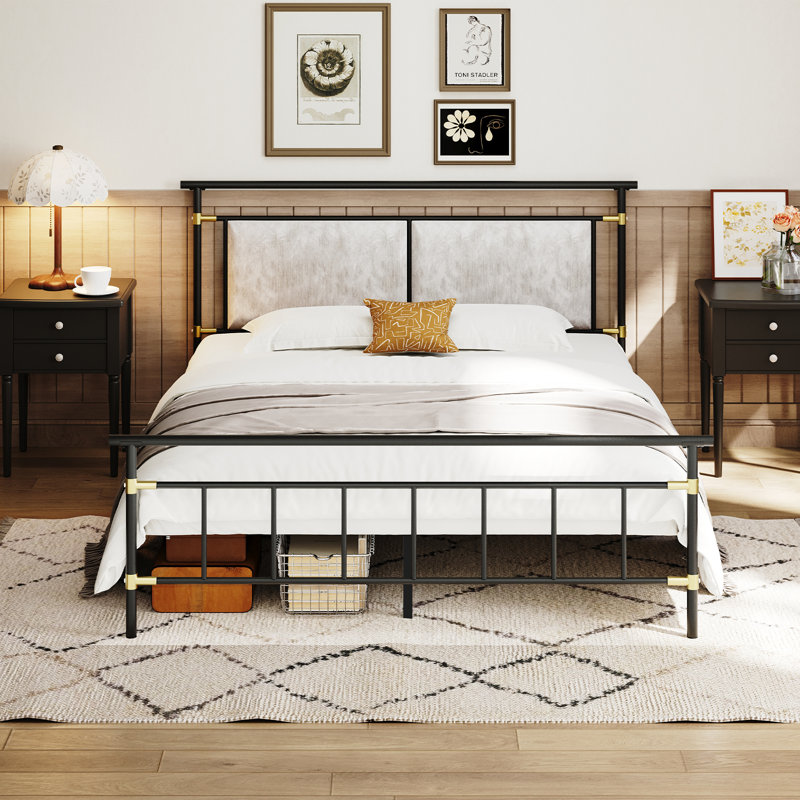 Metal 38.7" Bed Frame with Headboard, Queen