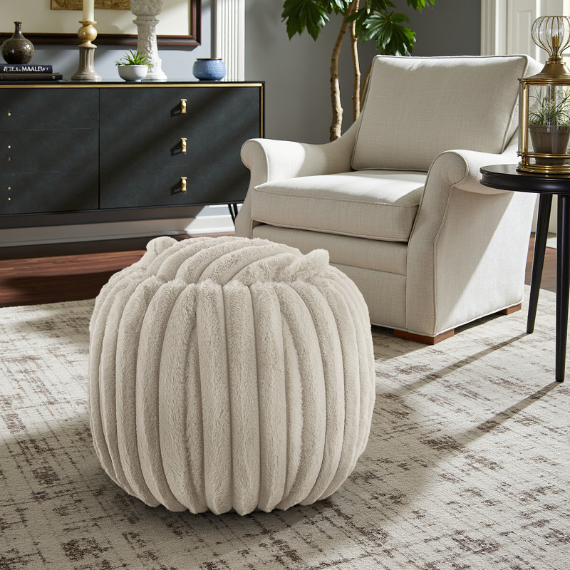 Doniphan Channel Fabric Storage Ottoman, Ivory