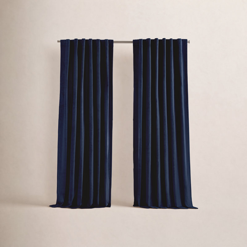 Lauren Ralph Lauren Waller 100% Cotton Blackout Curtain, Navy, 52" x 96"