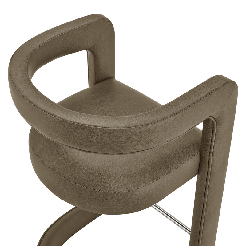 Ensemble de 2 tabourets de bar Winslow Premium en cuir végétalien, couleur champignon, Champignon