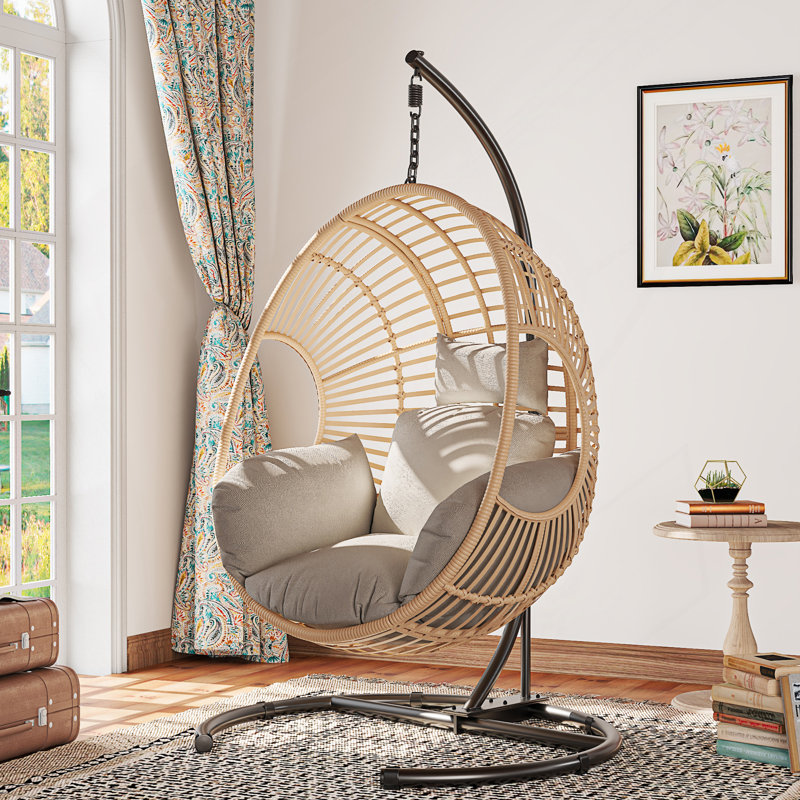 Fauteuil à œufs suspendu extra large, Beige, Naturel