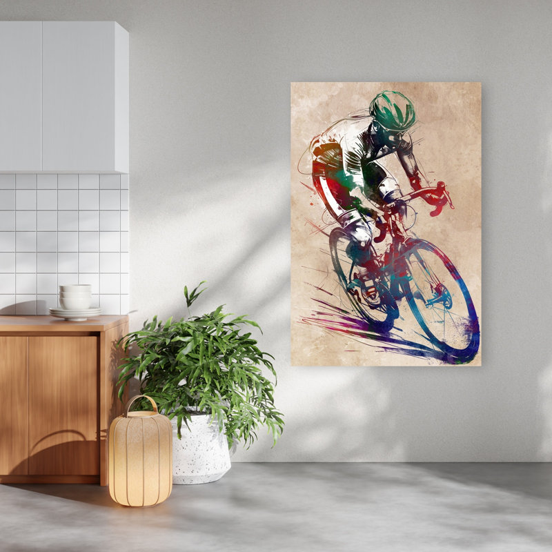 Vibrant Cycling Motion, impression murale contemporaine, H 60 po x l 40 po