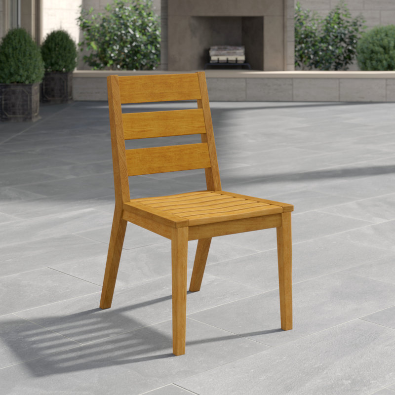 Algarve Teak Patio Dining Chair with Cushion (Set of 2), Sharkskin