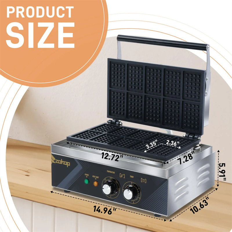 Gaufrier belge antiadhésif 10 grilles 1550W 110V