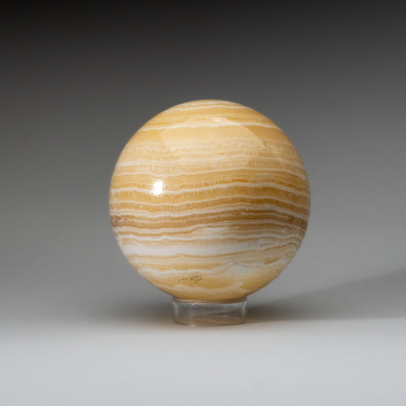Polished Yellow Banded Onyx Sphere from Mexico (5 lbs), 4.75" H x 4.75" W x 4.75" D