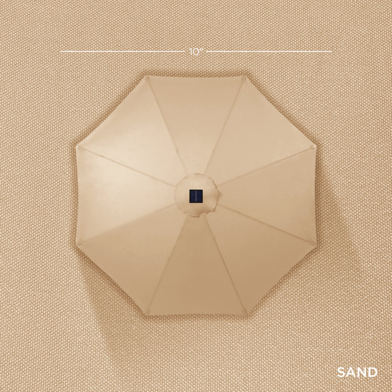 Parasol lumineux solaire à DEL avec ajustement de l'inclinaison 10 pi Shearer, tissu résistant aux rayons UV, Sable