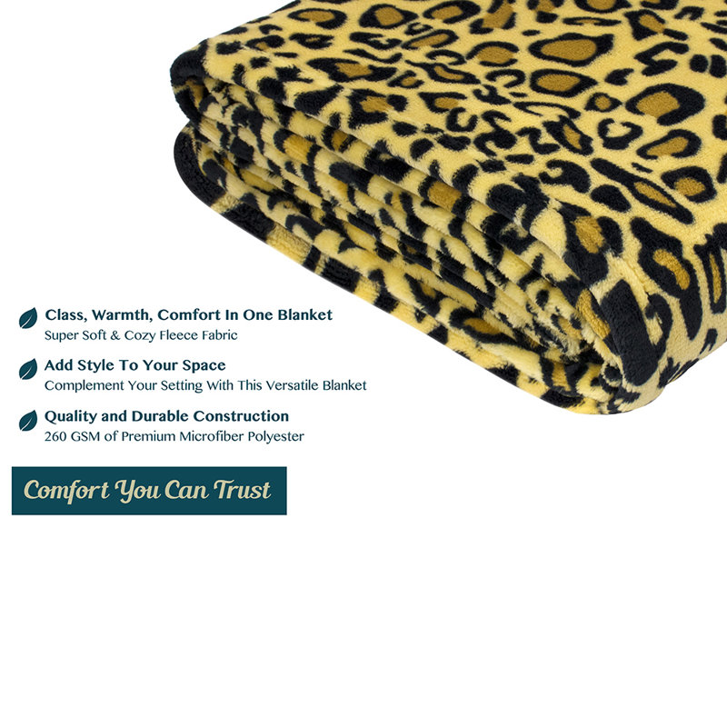 Pavilia Cheetah Print Flannel Fleece Throw Blanket 50" x 60"
